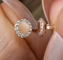 Heliophilia Silver Pendientes de Plata de Ley 925 con Oro Rosa y Circón